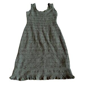 Akemi + Kin x Anthropologie Green Smocked Mini Dress Ruffle Size Medium Women's